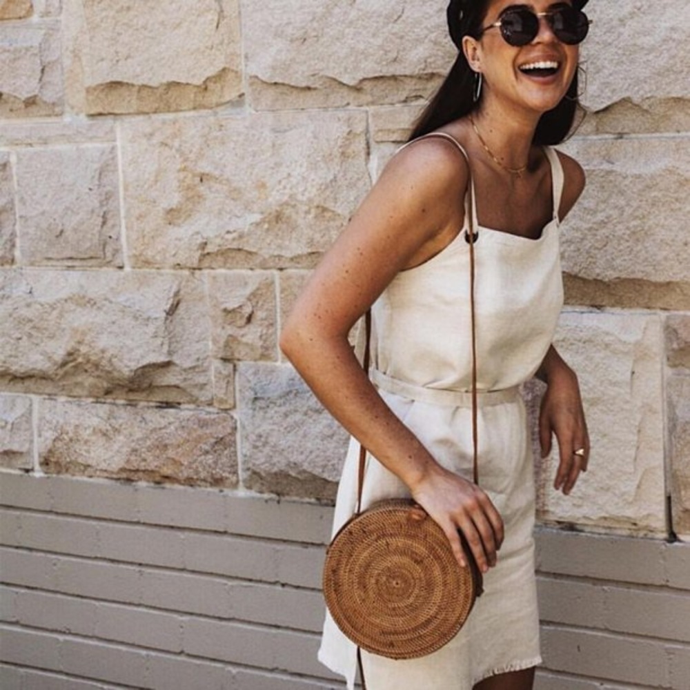 Handwoven Round Wicker Bag